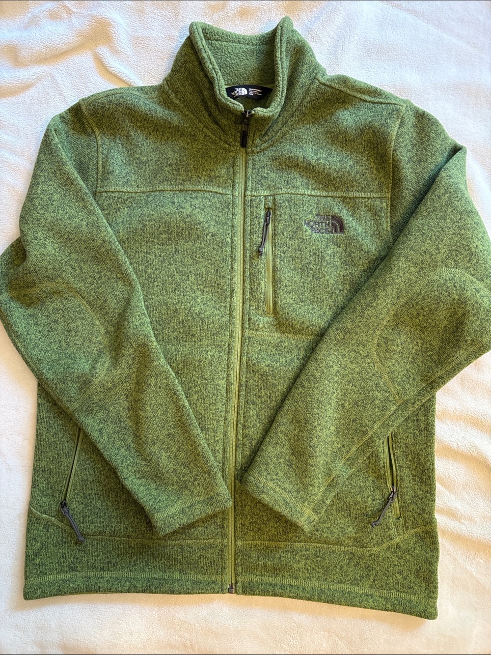 The North Face Heathered Olive Green Zip Fleece Jacket